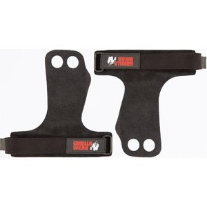 2-Hole Leather Lifting Grips - Black - S