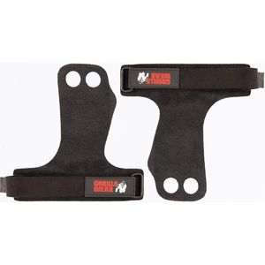 Gorilla Wear 2-Hole Leren Lifting Grips - Zwart - M