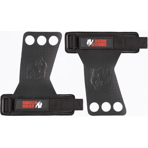 Gorilla Wear 3-Hole Carbon Lifting Grips - Zwart - XL