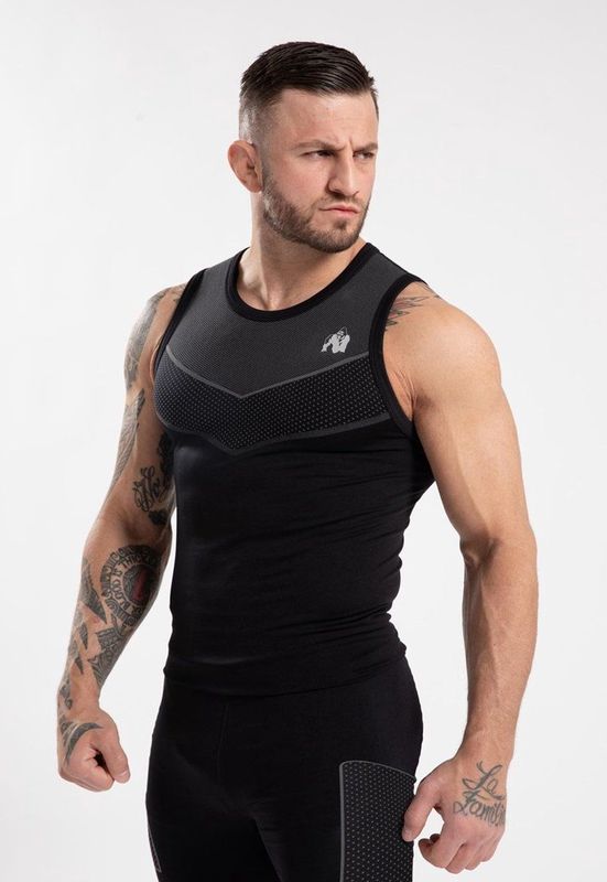 Gorilla Wear - Norton - Tanktop - Zwart - Nauwsluitende Pasvorm - Hoge Compressie