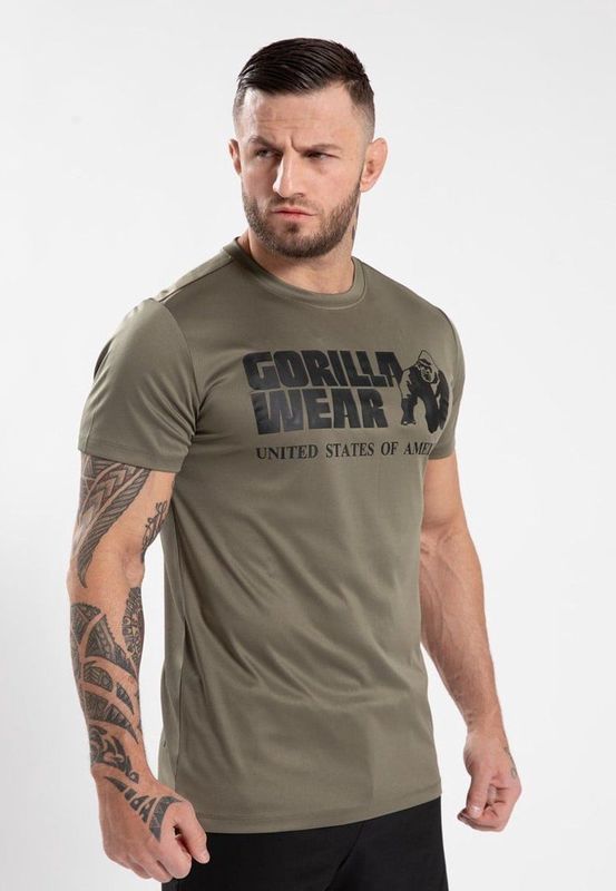 Gorilla Wear - Classic Training T-shirt - Legergroen - Gerecyclede Stof - Regular Fit