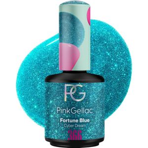 Pink Gellac - 366 Fortune Blue 15 ml - Blauwe Gel Nail Polish met een Glitter Effect