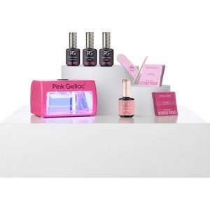 Pink Gellac Gellak Starterspakket Neutral Sense - Met 1 roze kleur en hot pink LED lamp - Manicure Set - Gel Nagellak, Gel Lak, Gelnagels