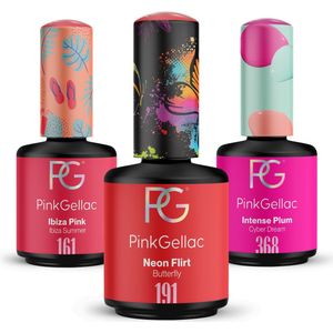 Pink Gellac - Gellak Set Kleuren 3 x 15ml Roze en Rood - Gel Nail Set van Salonkwaliteit - Gel Nagellak Set voor 14+ Dagen Prachtige Nagels