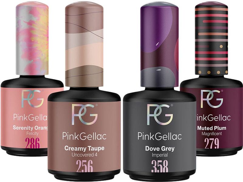 Pink Gellac - Timeless Colour Set - Nagellak - Serenity Orange, Creamy Taupe, Dove Grey, Muted Plum - 4 Stuks