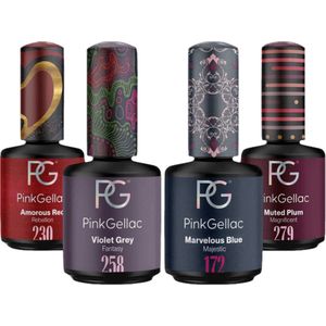 Pink Gellac - Rebellious Colour Set - Nagellak - Rood, Grijs, Blauw, Plum - Vegan, HEMA Vrij