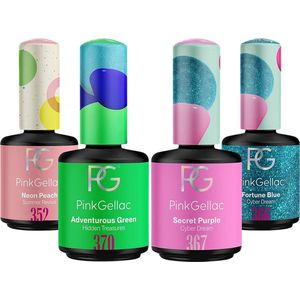 Pink Gellac Gellak Set met 4 x 15ml Kleuren - Peach, Blauw, Paars en Groene Gelnagellak - Gel Nagellak voor Thuis