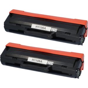 Geschikt voor HP 106A / W1106A Toner cartridges - 2X Zwart - Geschikt voor HP Laser 107A - 107W - MFP 135A - MFP 135W - MFP 137FNW