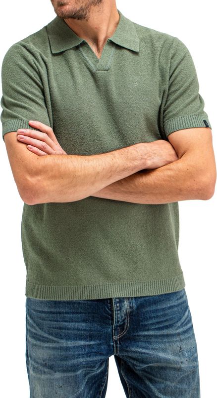 Butcher of blue boucle knit polo t-shirt groen