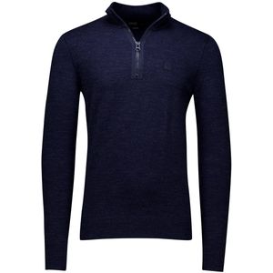 Butcher of Blue Trui - Donkerblauw - Half Zip - Effen Ontwerp