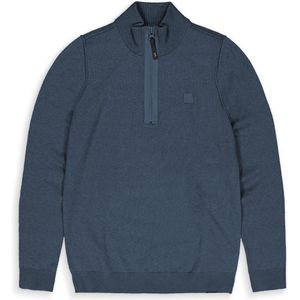 Butcher - Clifden - Gebreide Trui - Middenblauw - Halve Rits