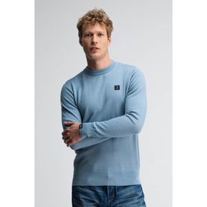 Butcher of Blue - Structure Crew - Trui - Blauw - Ingebreid Patroon - Wol