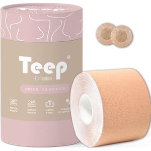 Boob tape - Boobtape - Plak bh - Beige - 500x7.5cm - Inclusief set nipple covers - Teep