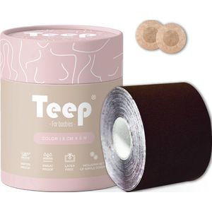 Boob tape - Boobtape - Plak bh - Donkerbruin - 500x5cm - Inclusief set nipple covers - Teep