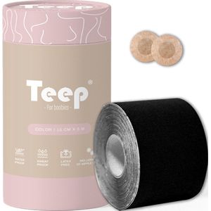 Boob tape - Boobtape - Plak bh - Donkerbruin - 500x10cm - Inclusief set nipple covers - Teep