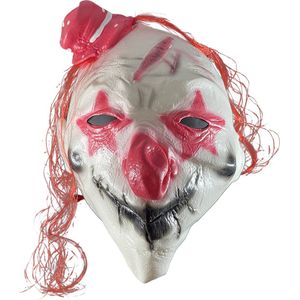 Halloween masker horror clown - Wit/rood - Latex