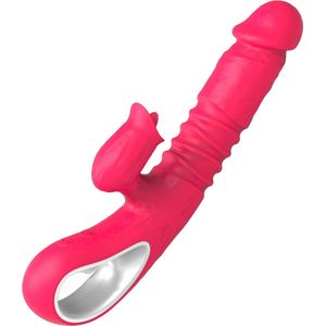 Cupitoys® Tarzan Vibrator - Stotende Vibrator - Tong Vibrator - Stotende Dildo - Vibrators Voor Vrouwen - 24 Standen - 42°C - Roze