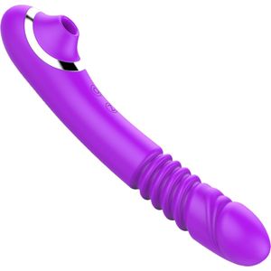Cupitoys® Stotende luchtdruk vibrator - 2 in 1 - 23cm - Paars - 14 standen - Vibrators voor vrouwen en mannen - Sex toys voor vrouwen en mannen