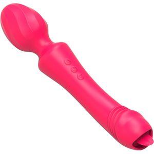 Cupitoys® Wand vibrator met tong - 2 in 1 - 20cm - Roze - 20 standen - Vibrators voor vrouwen en mannen - Sex toys voor vrouwen en mannen