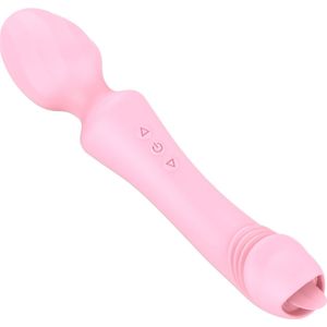Cupitoys® Wand vibrator met tong - 2 in 1 - 20cm - Lichtroze - 20 standen - Vibrators voor vrouwen en mannen - Sex toys voor vrouwen en mannen
