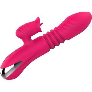 Cupitoys® Stotende tarzan vibrator met tong - 19,5cm - 42°c - Roze - 24 standen - Vibrators voor vrouwen en mannen - Sex toys voor vrouwen en mannen