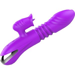 Cupitoys® Stotende tarzan vibrator met tong - 19,5cm - 42°c - Paars - 24 standen - Vibrators voor vrouwen en mannen - Sex toys voor vrouwen en mannen
