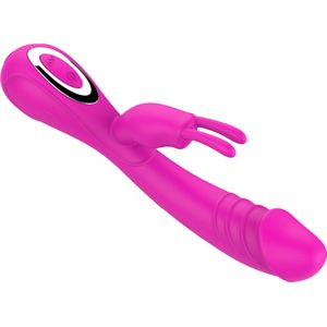 Cupitoys® Tarzan vibrator met rabbit met reliëf - 2 in 1 - 20cm - Roze - 30 standen - Vibrators voor vrouwen en mannen - Sex toys voor vrouwen en mannen