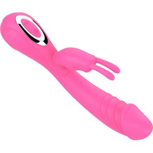 Cupitoys® Tarzan vibrator met rabbit met reliëf - 2 in 1 - 20cm - Lichtroze - 30 standen - Vibrators voor vrouwen en mannen - Sex toys voor vrouwen en mannen