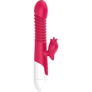 Cupitoys® Stotende tarzan vibrator met tong - 2 in 1 - 42°C - 24,1cm - Rood - 15 standen - Vibrators voor vrouwen en mannen - Sex toys voor vrouwen en mannen