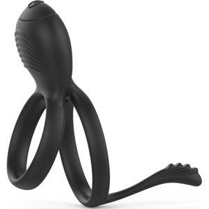 Cupitoys® Vibrerende dubbele cockring - Zwart - 1 frequentie trilling standen - Vibrators voor mannen - Sex toys voor mannen - Sex toys voor koppels