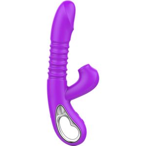 Cupitoys® Stotende luchtdrukvibrator - 2 in 1 - 23,7cm - 42°C - Paars - 24 standen - Vibrators voor vrouwen en mannen - Sex toys voor vrouwen en mannen