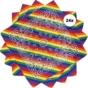 Bandana regenboog - boerenzakdoek regenboog - 53cm x 53cm - 24 stuks