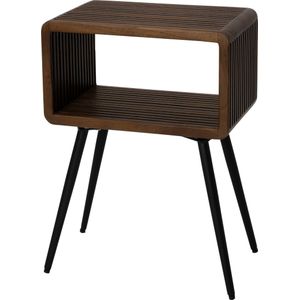 HAUSPROFI Vintage consoletafel met planken, 105 x 30 x 81 cm, metaal, smalle gangtafel, bijzettafel, kleine tentoonstellingstafel, salontafel, achterbank voor ingang, hal, donkerbruin-zwart