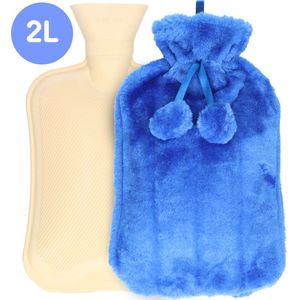 Willy Winkel®-Kruik-Kruik met hoes -Warmwaterkruik met hoes-warmwaterzak-7 uur warm-2 liter-Blauw