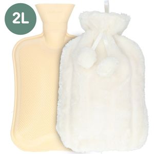 Willy Winkel®-Kruik-Kruik met hoes -Warmwaterkruik met hoes-warmwaterzak-7 uur warm-2 liter-Wit