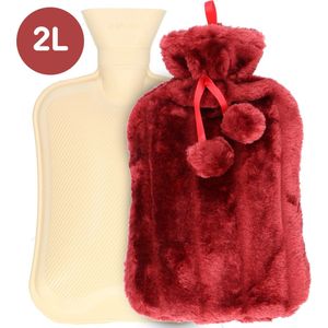 Willy Winkel®-Kruik-Kruik met hoes -Warmwaterkruik met hoes-warmwaterzak-7 uur warm-2 liter-Rood