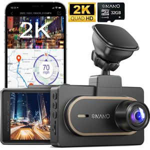 Nanocam M27 32gb dashcam voor auto - 2K QuadHD video - Wifi - GPS - 32gb SD - Super compact - 150 graden kijkhoek - Nachtzicht - Parkeermodus - 3.0 inch IPS LCD - 2024 model - dashcam voor auto met optionele achter camera
