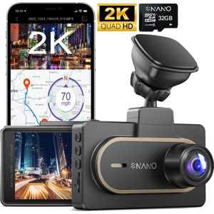 Nanocam M27 32gb dashcam voor auto - 2K Quad HD resolutie met HDR - Wifi - Gps - 32gb SD - Super compact - 150 graden kijkhoek - Nachtzicht - Parkeermodus - 3.0 inch IPS LCD - 2025 model - dashcam voor auto met optionele achter camera