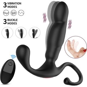 Luxe prostaat vibrator - Anaal Vibrator - Prostaat stimulator - Bedienbaar met afstandsbediening - Ultra zachte silicone - Zwart - Dildo - Vibratie en Stotende standen - Buttplug - Anaal - Koppels - Seksspeeltje - Cadeautip
