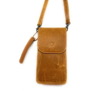 CobbyBuff - Smartphone Tasje Telefoontasje Mobiele Houder , Mobiele tasje Leer - Mobile Holder - Portemonnee Mobiele Tas - Kaartsleuf Portemonnee - bruin volnerf echt leer - Brown Full Grain Real Leather