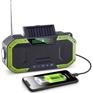 Noodradio - Solar Opwindbaar 10.000mAh - MODEL 2025 - Solar powerbank Zonneenergie - Survival Noodpakket - Zaklamp Oplaadbaar - Noodpakket – Noodrantsoen - Zwart