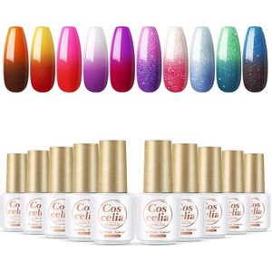 10 Temperatuur veranderende kleuren Gellak - Gel Nagellak - Gellakset - Nagelset - Temperature change nail polish - Manicureset - 10 kleuren Gel Polish - Gelnagels - Nagellak - Gelnagel kit