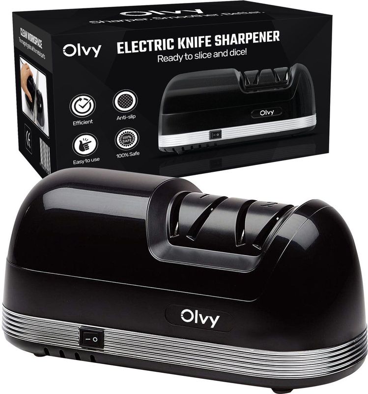 Olvy Elektrische Messenslijper PRO - Messenslijper Elektrisch - Anti Slip - Messen Slijper - Messenslijpers