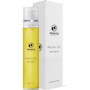 MONTE - 100% Pure Arganolie - 100 ML - Unieke fles - 100% Biologisch - Huidolie en Haarolie - Voor haar, huid en gezicht - Hydraterend, voedend en herstellend - Rijk aan vitamine E, essentiële vetzuren, antioxidanten en mineralen - Argan Oil