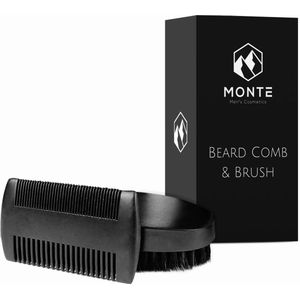 MONTE - Beard Comb & Brush - Luxe Baardkam & Baardborstel - Zwart - Compact en stijlvol