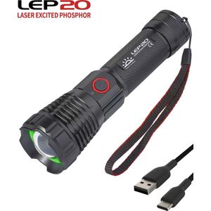 TomorrowNow® LEP20 Oplaadbare LASER Zaklamp - LEP - USB-C + USB-A - 1.100 Lumen - Powerbank Functie - Battery Management System - Waterdicht - Zaklampen