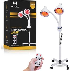 Mvolo Dubbele Infraroodlamp S1 - Lichttherapie voor pijnverlichting en spierherstel - Collageen - infraroodlamp - infrarood - warmte lamp - 5 meter kabel - 2 oogbeschermers - 2 jaar garantie