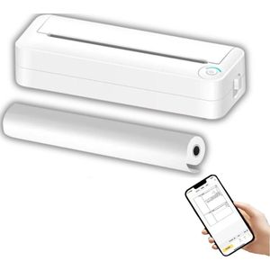 Draagbare printer - Thermische A4 printer - Draagbaar & oplaadbaar - Afdrukken Via Telefoon - Incl. Thermische papierrol - Bluetooth + WIFI