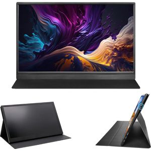 Portable Monitor Flex 15.6"" Touchscreen - Full HD Draagbare monitor - Draagbaar scherm met USB-C & HDMI - Plug & Play - Incl. Beschermhoes
