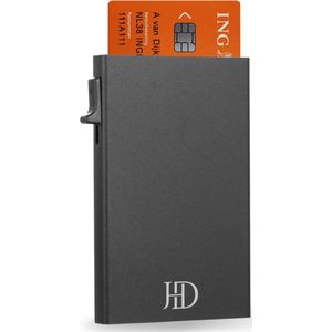 HDJ Premium Pasjeshouder met Sleeve - Zwart - 8 pasjes + Briefgeld RFID Creditcardhouder Mannen en Vrouwen Uitschuifbaar Portemonnee - Card Protector - Creditcardhouder - Pasjeshouder Uitschuifbaar - Extra Opbergvakje - Aluminium - RFID Beveiliging